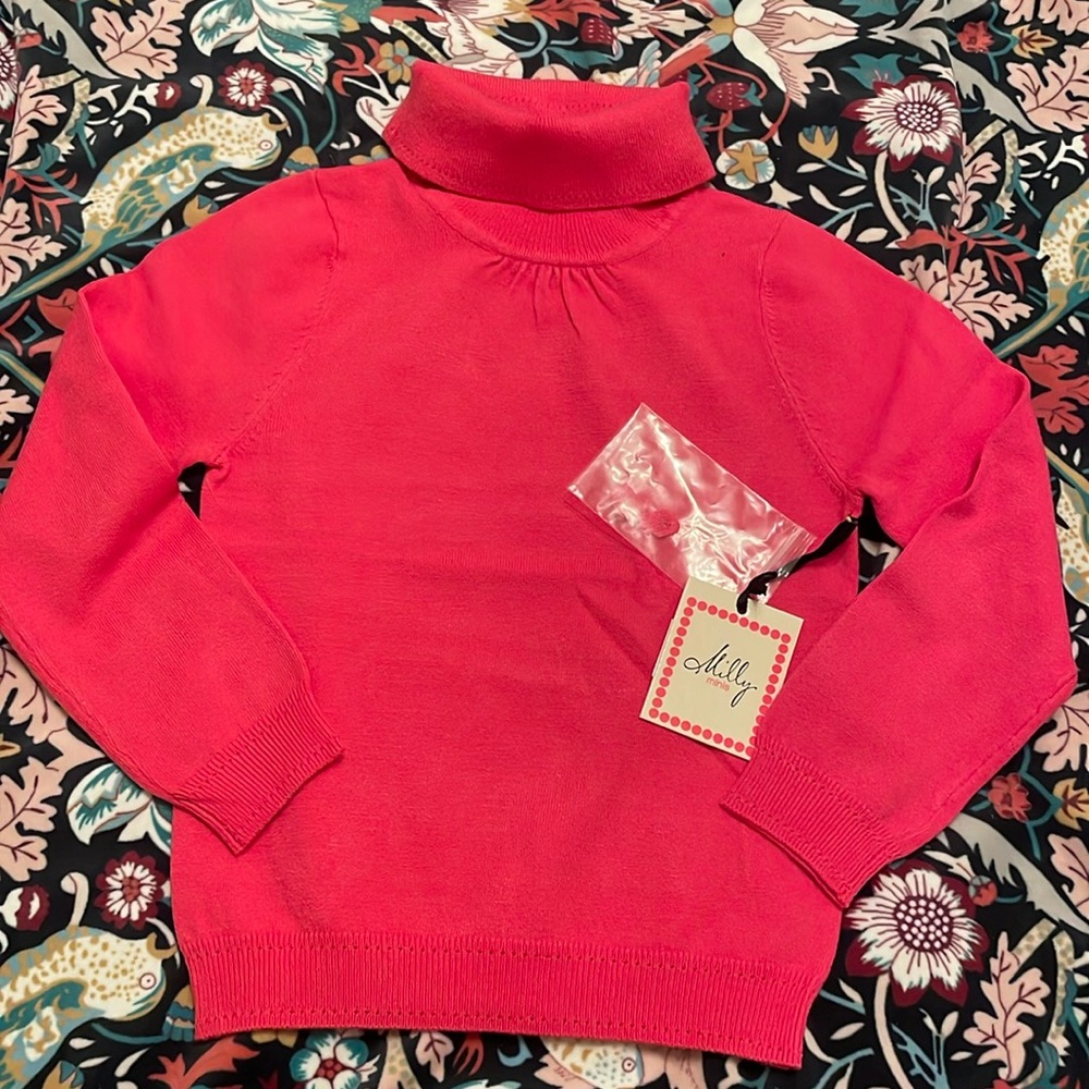 Milly Minis Turtleneck . NEW w tags . Hot Pink . Sz 4/5 T